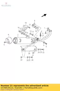 Suzuki 1478810G10 espaciador, silenciador - Lado inferior