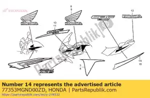 honda 77353MGND00ZD raya, r. rr. capucha (###) * type4 * (type4) - Lado inferior