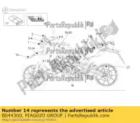 B044300, Piaggio Group, decalcomania triangolo parafango anteriore sinistro     , Nuovo