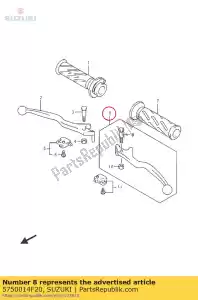 Suzuki 5750014F20 conjunto de palanca, trasero - Lado inferior