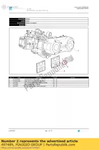 Piaggio Group 497489 kit de junta de serviço do grupo térmico x8 400 - Lado inferior