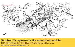 staartstuk comp, m van Honda, met onderdeel nummer 18416MJG670, bestel je hier online: