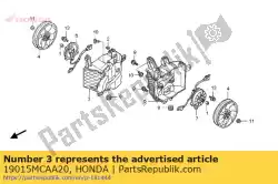 Ici, vous pouvez commander le guide d'air, r. Radiateur auprès de Honda , avec le numéro de pièce 19015MCAA20: