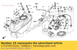 Ici, vous pouvez commander le tuyau, retour de carburant auprès de Honda , avec le numéro de pièce 17525MCSG02: