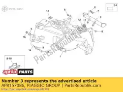 Here you can order the frame decal rh from Piaggio Group, with part number AP8157086: