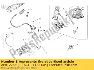 Piaggio Group AP8127650 zamek do skrzynki przedniej - Dół