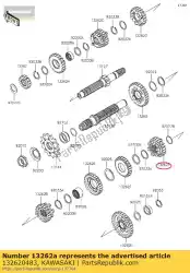 versnelling, uitgang 5e, 21t klx250s9f van Kawasaki, met onderdeel nummer 132620483, bestel je hier online: