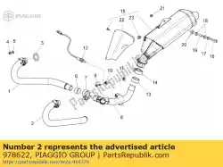 Aqui você pode pedir o lh tubo de escape em Piaggio Group , com o número da peça 978622: