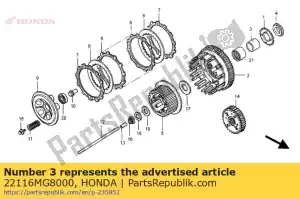 honda 22116MG8000 guide, clutch outer - Bottom side