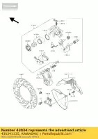 430341135, Kawasaki, supporto-freno, posteriore cal kawasaki klr  c a kl650 klr500 klr650 tengai klr650c 650 500 , Nuovo