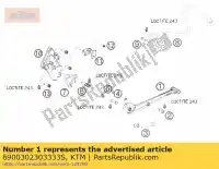 6900302303333S, KTM, cavalletto laterale cpl. nero 09 ktm rc rc8 rc8r 1190 2009 2010 2011 2012 2013 2014 2015 2016, Nuovo