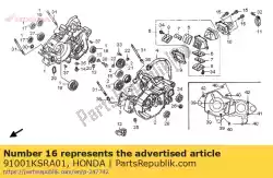 Ici, vous pouvez commander le roulement, bille radiale, 17x36x10 auprès de Honda , avec le numéro de pièce 91001KSRA01: