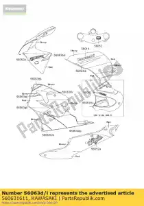 Kawasaki 560631611 padrão, lwr cowling, u - Lado inferior