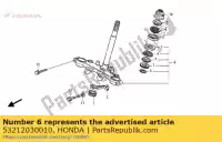 53212030010, Honda, corsa, cono inferiore dello sterzo honda (a) general export kph england (b) (b) usa (e) england (j) type 2 japan hc06-100 (n) 1993 (p) spain belgium ca cb cg clm little cub (x) japan cmx crf elsinore k0 usa f (e) f (j) portugal / kph fwd (d) general export england australia france germany , Nuovo