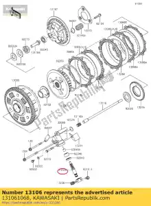 Kawasaki 131061068 shaft-clutch release - Bottom side