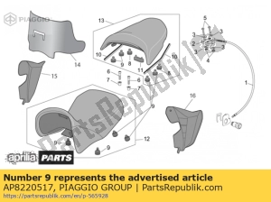 aprilia AP8220517 gomma da sella - Lato superiore