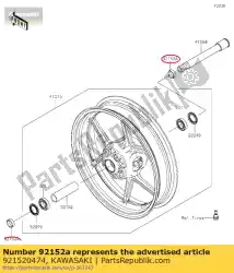 Here you can order the collar,fr axle,l=10. 5 zr1000b7 from Kawasaki, with part number 921520474: