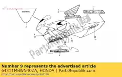 Here you can order the mark, lower cowl (honda) *type1 * (type1 ) from Honda, with part number 64311MBWN40ZA: