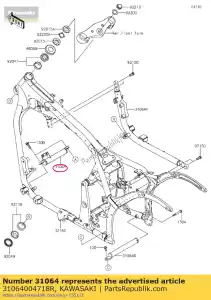 Kawasaki 31064004718R pipe-comp,front cross,bl - Bottom side