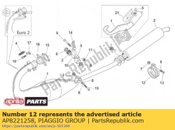 Aprilia AP8221258, Schalldämpferclip, OEM: Aprilia AP8221258