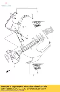 Suzuki 6869515H30AAN cinta, cowli lateral - Lado inferior