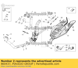 Aprilia 860437, Tylna rura wydechowa, OEM: Aprilia 860437