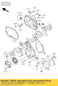 Kawasaki 14032152910 cover-clutch - Bottom side