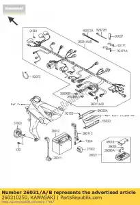 Kawasaki 260310250 harness,main - Bottom side