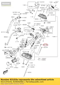 Kawasaki 92153Y034 perno, brida, 8x35 - Lado inferior