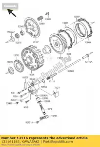 Kawasaki 131161163 rod-push,release posi - Bottom side