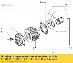 Piaggio Group 1198134 pasador del pistón - Lado inferior