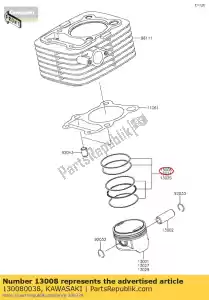 kawasaki 130080038 ring-set-piston klx140aaf - Bottom side