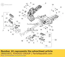 Aquí puede pedir soporte del reposapiés delantero derecho de Piaggio Group , con el número de pieza 2B001855: