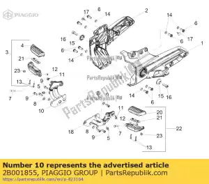 Piaggio Group 2B001855 soporte del reposapiés delantero derecho - Lado inferior