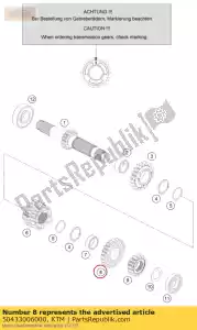 ktm 50433006000 idler gear 6th gear, 22t - Bottom side