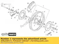 AP8208419, Piaggio Group, rear wheel. stainless steel aprilia  mx rx 50 1995 1996 1997 1998 1999 2000 2001 2002 2003, New