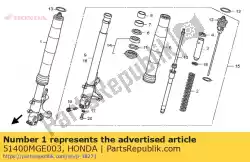 Here you can order the fork assy., r. Fr.(kyb) from Honda, with part number 51400MGE003: