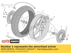 Aprilia AP8108959, Voorwiel (compleet), OEM: Aprilia AP8108959
