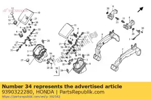 Honda 9390322280 screw, tapping, 3x10 - Bottom side