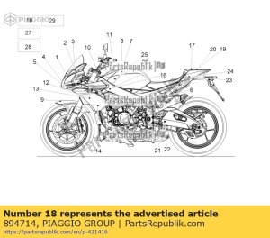 aprilia 894714 etiqueta de la bomba de freno trasero - Lado inferior