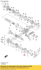 suzuki 2426120F00 engrenagem, 6ª marcha - Lado inferior