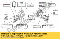 87505GE2880, Honda, merk, band voorzichtigheid honda nsr  s f nsr50s 50 , Nieuw