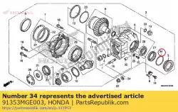 Aqui você pode pedir o o-ring, 76,5x2 em Honda , com o número da peça 91353MGE003: