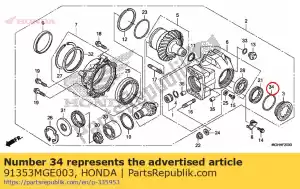 Honda 91353MGE003 o-ring, 76,5x2 - Lado inferior