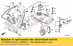Ici, vous pouvez commander le caoutchouc, réservoir auprès de Honda , avec le numéro de pièce 17504KYK910: