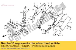 beschermer, r. Rr. Geluiddemper van Honda, met onderdeel nummer 18325MCZ003, bestel je hier online: