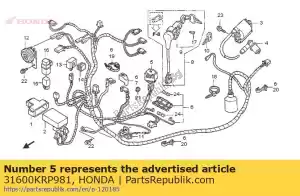 Honda 31600KRP981 retificador comp., regulador - Lado inferior