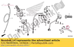 Ici, vous pouvez commander le levier, g. Poignée de direction auprès de Honda , avec le numéro de pièce 53178KRH900: