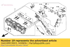 Honda 16610MCJ003 comp, tubo de combustível - Lado inferior