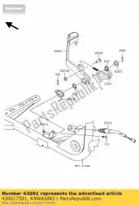 Kawasaki 430017501 lever-brake,pedal - Bottom side